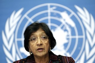 UN High Commissioner for Human Rights Pillay addresses a news conference at the United Nations European headquarters in Geneva