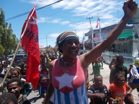 a protestor in Jayapura