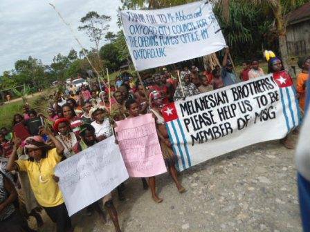 Tens of thousands of West Papuan people demonstrate throughout West Papua during all of 2013, asking the Melanesian Spearhead Group for full membership as fellow Melanesians