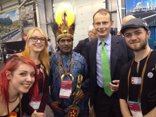 Benny Wnd Free West Papua Campaign supporters after being interviewed by Andrew Marr for BBC news