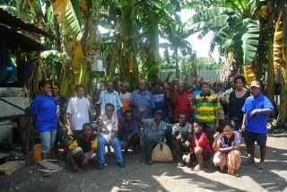 Free West Papua Campaign founder Benny Wenda with West Papuan refugees at Waigani refugee camp in Port Moresby