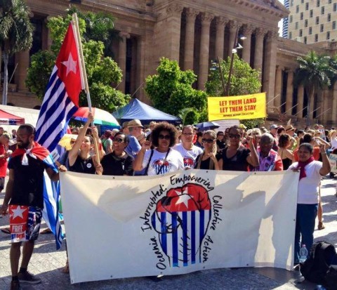 Free West Papua supporters at a protest held in Brisbane over the weekend