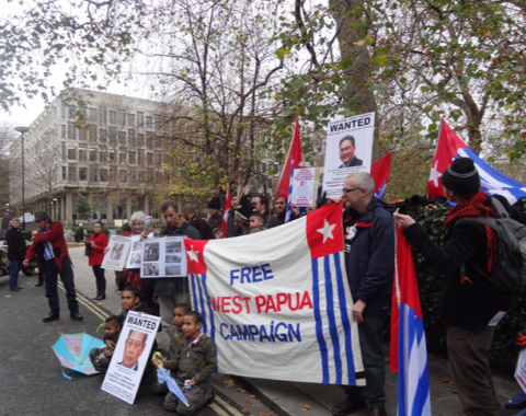 Free West Papua protest outside Indonesian Embassy in London, UK
