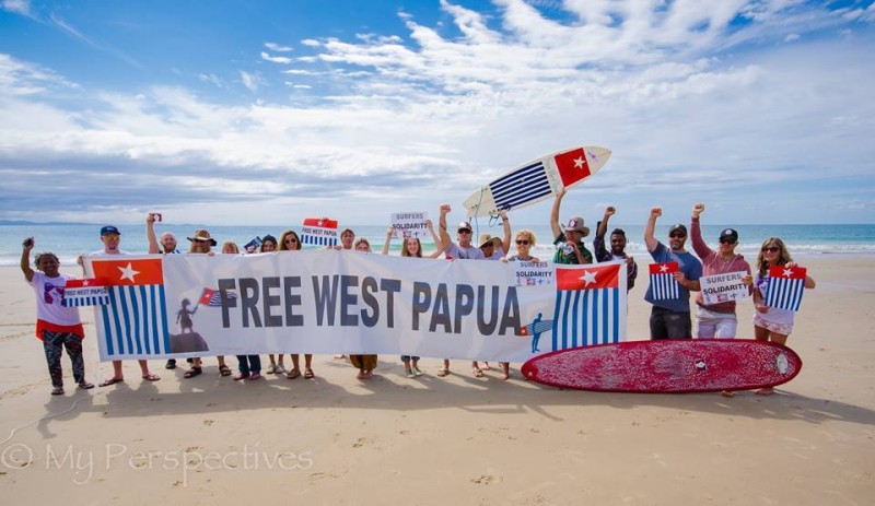 The world's first Free West Papua surf protest! Photo from My Perspectives Photography