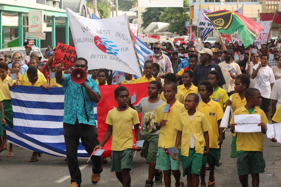 Gratis Papua Barat reli di Port Vila, Vanuatu hari ini.  Foto: Thomson Marango