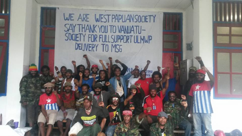 West Papuans demonstrate to show their thanks to Vanuatu for supporting their full membership of the Melanesian Spearhead Group (MSG). Photo: West Papua National Committee 