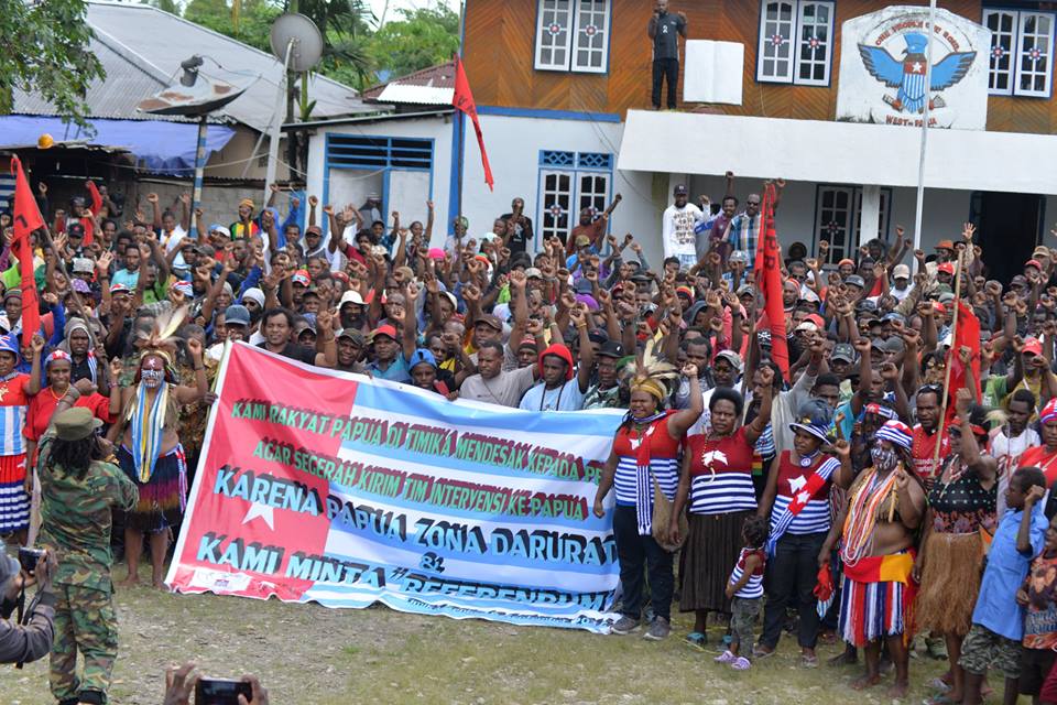 West Papuan people hold a rally in Timika calling for self-determination 